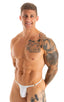 most popular mens sexy micro string bikini swimsuit by skinz swimwear in sheer White PowerNet; Sunseeker Micro Pouch Half Back Bikini in White PowerNet 2; Sunse
