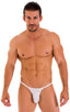 most popular mens sexy micro bikini swimsuit in swimwear fabric Super ThinSkinz White; Sunseeker Micro Pouch Half Back Bikini in Super ThinSKINZ White, Rear Vie
