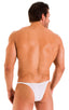most popular mens sexy micro bikini swimsuit in swimwear fabric Super ThinSkinz White; Sunseeker Micro Pouch Half Back Bikini in Super ThinSKINZ White, Rear Vie