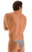 Sunseeker Micro Pouch Half Back Bikini in Super ThinSKINZ Aqua Python, Rear View; Sunseeker Micro Pouch Half Back Bikini in Super ThinSKINZ Aqua Python, Front V