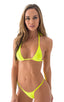 Skinny Side Rio Bikini Bottom in ThinSKINZ Chartreuse, Front View; Skinny Side Rio Bikini Bottom in ThinSKINZ Chartreuse, Rear View; Skinny Side Rio Bikini Bott