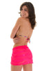 Sarong Wrap Beach Cover Up in Fushia Satin Stripe Mesh, Front View; Sarong Wrap Beach Cover Up in Fushia Satin Stripe Mesh, Rear View; Sarong Wrap Beach Cover U