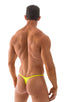 mens smooth pouch string side t back thong sexy swimsuit bikini in Chartreuse; Smooth Pouch Skinny Sides Swim Thong in Chartreuse, Rear View; Smooth Pouch Skinn