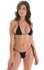 Maximum Tanning Triangle Top in Semi Sheer Super ThinSkinz Black, Front View; Maximum Tanning Triangle Top in Super ThinSKINZ Black, Front View; Maximum Tanning