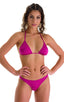 Classic Triangle Swimsuit Top in Magenta, Front View; Classic Triangle Swimsuit Top in Magenta, Rear View; Classic Triangle Swimsuit Top in Magenta, Front Alter