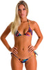 womens sexy side tie cheeky scrunchie bikini swimsuit skinz brazilian swimwear in Tan Through RaveUp; Side Tie Scrunch Bottom in Tan Through RaveUp, Rear View;