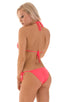 womans low rise side tie brazilian bikini swimsuit sexy swimwear in sheer neon coral; Low Rise Side Tie Brazilian Bikini Bottom in ThinSKINZ Neon Coral 2; Low R