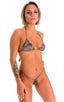 Brazilian Triangle Top in Super ThinSKINZ Cheeta, Front View; Brazilian Triangle Top in Super ThinSKINZ Cheeta, Rear View; Brazilian Triangle Top in Super ThinS