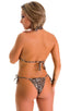 womens sexy tanga swimsuit adjustable thong or bikini swimwear in sheer cheeta; Cozumel Fully Adjustable Brazilian Tanga in Super ThinSKINZ Cheeta, Rear View; C