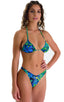 womens best seller tan through blue green floral high cut brazilian bikini swimsuit; High Cut Brazilian Swim Suit bottom in Tan Through Tahitian Lime-Aqua, Rear