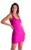 womens sexy mini dress bodycon rock star club sleeveless micro dresses in magenta; Mini Dress in Magenta, Rear View; Mini Dress in Magenta, Front View; Mini Dre