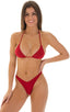 womens sexy high cut brazilian swimsuit bottom in sheer ThinSKINZ Red; High Cut Brazilian Bikini bottom in ThinSKINZ Red, Rear View; High Cut Brazilian Bikini b