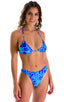 Moderate High Cut Bottom in New World Blue, Front View; Moderate High Cut Bottom in New World Blue, Rear View; Moderate High Cut Bottom in New World Blue, Front
