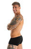 mens swimwear micro square cut swimsuit trunks by skinz swimwear in ThinSkinz Black; Micro Low Square Cut Swim Trunks in ThinSkinz Black 2; Micro Low Square Cut