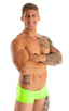 mens swimwear micro square cut swimsuit trunks by skinz swimwear in Semi Sheer ThinSkinz Neon Lime; Micro Low Square Cut Swim Trunks in Semi Sheer ThinSkinz Neo