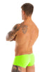 mens swimwear micro square cut swimsuit trunks by skinz swimwear in Semi Sheer ThinSkinz Neon Lime; Micro Low Square Cut Swim Trunks in Semi Sheer ThinSkinz Neo