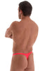 T Back Thong Swimsuit in ThinSkinz Neon Coral, Front View; T Back Thong Swimsuit in ThinSkinz Neon Coral, Rear View; T Back Thong Swimsuit in ThinSkinz Neon Cor