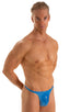 T Back Thong Swimsuit in Ice Karma Electric Blue, Front View; T Back Thong Swimsuit in Ice Karma Electric Blue, Rear View; T Back Thong Swimsuit in Ice Karma El