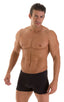 Square Cut Seamless Swim Trunks in Super ThinSKINZ Black, Front View; Square Cut Seamless Swim Trunks in Super ThinSKINZ Black, Rear View; Square Cut Seamless S