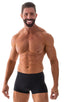 Square Cut Seamless Swim Trunks in ThinSKINZ Black, Front View; Square Cut Seamless Swim Trunks in ThinSKINZ Black, Rear View; Square Cut Seamless Swim Trunks i