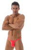 Quick Release Thong - Bravura Pouch in ThinSKINZ Neon Coral, Front View; Quick Release Thong - Bravura Pouch in ThinSKINZ Neon Coral, Rear View; Quick Release T
