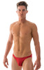 Bikini-Brief Swimsuit in ThinSKINZ Lipstick Red, Front View; Bikini-Brief Swimsuit in ThinSKINZ Lipstick Red, Rear View; Bikini-Brief Swimsuit in ThinSKINZ Lips