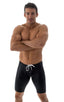 Swim-Dive Competition Watersports Shorts in Wet Look Black, Front View; Swim-Dive Competition Watersports Shorts in Wet Look Black, Rear View; Swim-Dive Competi