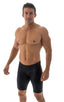 Swim-Dive Competition Watersports Shorts in Wet Look Black, Front View; Swim-Dive Competition Watersports Shorts in Wet Look Black, Rear View; Swim-Dive Competi