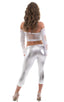 SUPER Low Capri Leggings in Metallic Silver, Front View; SUPER Low Capri Leggings in Metallic Silver, Rear View; SUPER Low Capri Leggings in Metallic Silver, Fr