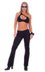 Hiphugger Boot Cut Pants in Black nylon/lycra, Front View; Hiphugger Boot Cut Pants in Black nylon/lycra, Rear View; Special Order Notice; Hiphugger Boot Cut Pa