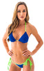 womens sexy side tie cheeky scrunchie bikini swimsuit skinz brazilian swimwear in royal blue; Cheekini Scrunchie Banded Tie Bottom in Imperial Blue with Lime ba