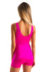 womens seamless workout jumper onsie runsie for yoga pilates gym running in Fuchsia stretch lycra; Womens Seamless Workout Onsie - Runsie in Fuchsia stretch lyc
