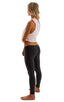 womens low cut designer leggings pilates yoga compression fashion tights in cotton black; Womens Super Low Rise Fitness Leggings in Black Cotton Lycra, Rear Vie