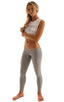 womens low cut designer leggings pilates yoga compression fashion tights in Heather Grey Cotton Lycra; Womens Super Low Rise Fitness Leggings in Heather Grey Co