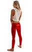 womens low cut designer leggings rock star fashion tights in Metallic Mystique Volcano Red; Womens Super Low Rise Leggings in Metallic Mystique Volcano Red, Rea