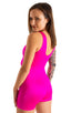 womens seamless workout jumper onsie runsie for yoga pilates gym running in Fuchsia stretch lycra; Womens Seamless Workout Onsie - Runsie in Fuchsia stretch lyc