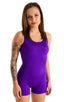 womens seamless workout jumper onsie runsie for yoga pilates gym running in Royal Purple stretch lycra; Womens Seamless Workout Onsie - Runsie in Royal Purple s