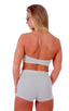 Womens Sport Halter Top in Heather Grey Cotton-Spandex 10oz, Front View; Womens Sport Halter Top in Heather Grey Cotton-Spandex 10oz, Rear View; Special Order N