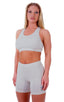 Womens Sport Top in Heather Grey Cotton-Spandex 10oz, Front View; Womens Sport Top in Heather Grey Cotton-Spandex 10oz, Rear View; Special Order Notice; Womens