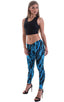 womens low cut designer leggings rock star fashion tights in Lazer Blue Lightning; Womens Super Low Rise Fitness Leggings in Lazer Blue Lightning, Rear View; Sp