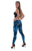 womens low cut designer leggings rock star fashion tights in Lazer Blue Lightning; Womens Super Low Rise Fitness Leggings in Lazer Blue Lightning, Rear View; Sp