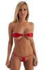 womens tear drop micro g string side tie swimsuit tiny thong swimwear in sheer Red; Teardrop G String Micro Bikini in Wet Look Lipstick Red, Rear View; Teardrop