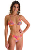 womens tan through swimwear moderate coverage high cut swimsuit bikini in Orange Jungle; Moderate High Cut Bottom in Tan Through Orange Jungle, Rear View; Moder