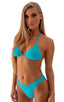 Classic Triangle Swimsuit Top in Aquamarine, Front View; Classic Triangle Swimsuit Top in Aquamarine, Rear View; Classic Triangle Swimsuit Top in Aquamarine, Fr