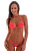 womens micro g string thong swimsuit bikini with rhinestones in sheer ThinSKINZ Neon Coral; Mini Micro G String Bikini in ThinSKINZ Neon Coral, Rear View; Mini