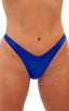 Womens Rio Bikini High Cut Swimsuit Bottom in Wet Look Royal Blue, Front View; Womens Rio Bikini High Cut Swimsuit Bottom in Wet Look Royal Blue, Rear View; Wom