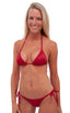 womans low rise side tie brazilian bikini swimsuit sexy swimwear in Ruby Red; Low Rise Side Tie Brazilian Bikini Bottom in Ruby Red 2; Low Rise Side Tie Brazil