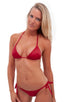 womans low rise side tie brazilian bikini swimsuit sexy swimwear in Ruby Red; Low Rise Side Tie Brazilian Bikini Bottom in Ruby Red 2; Low Rise Side Tie Brazil