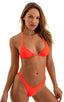 High Cut - Half Back - Scrunchie Swimsuit Bottom in Blazing Orange, Front View; High Cut - Half Back - Scrunchie Swimsuit Bottom in Blazing Orange, Rear View; H