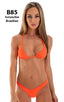 High Cut Brazilian Scrunchie Bikini Bottom in Blazing Orange 5; High Cut Brazilian Scrunchie Posing Suit Bottom in Blazing Orange - Bikini Cut, Rear View; High